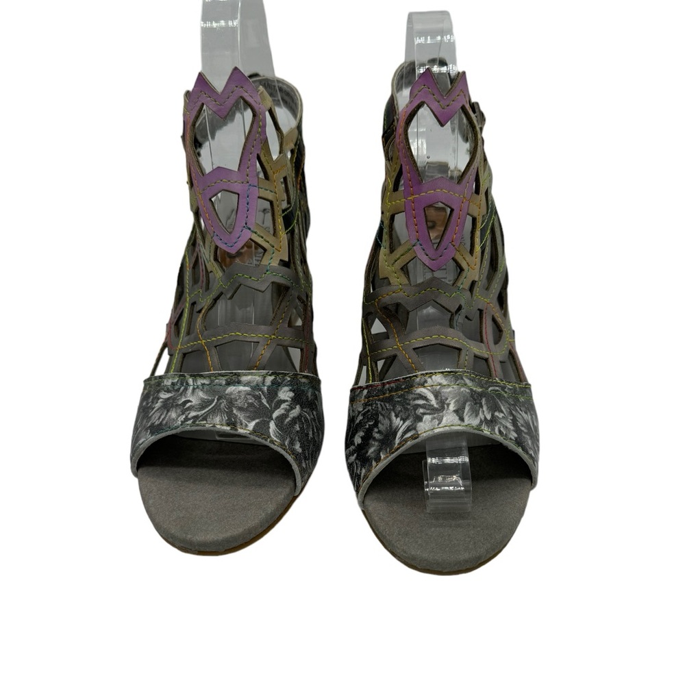 L’Artiste Amora Leather Laser Cut Peep Toe Sandal Size 9 European Size 40 - Picture 6 of 12